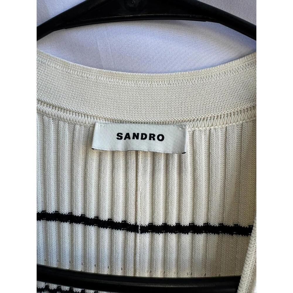 Sandro White Striped Knit Maxi Dress Size 38 - Picture 6 of 7